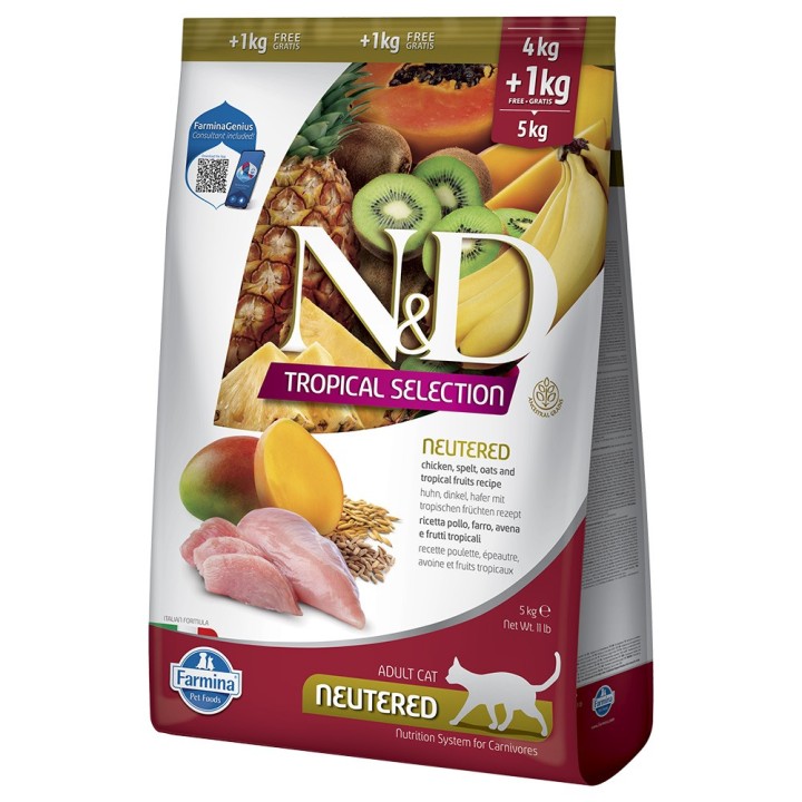 N&D Cat Tropical Selection Neutered mit Huhn - 5 kg (4+1 kg)