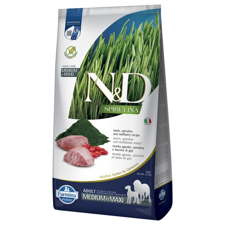 N&D Dog Spirulina Adult Medium/Maxi mit Lamm - 7 kg