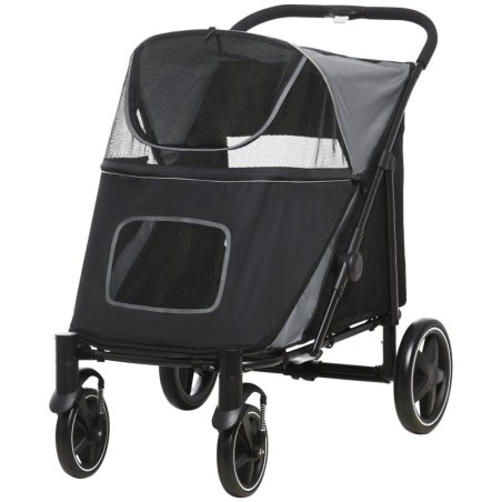 PawHut Hundebuggy Hundewagen Faltbarer bis 30 kg, mit Netzfenster, Sicherheitsleinen, Kissen, für große und mittelgroße Hunde