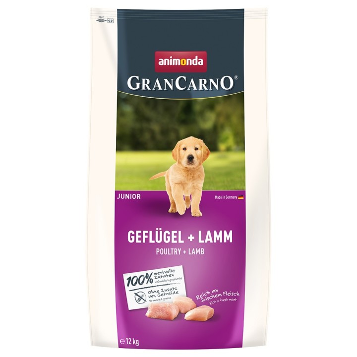 animonda GranCarno Junior Geflügel + Lamm - 12 kg