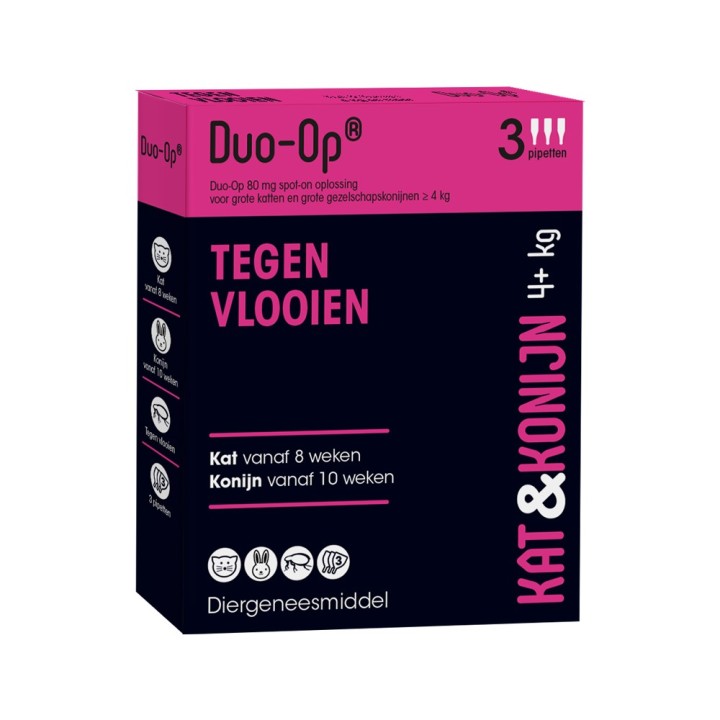 Duo-Op gegen Flöhe - Hund, Katze und Kaninchen ab 4 kg - 80 mg - 3 Pipetten
