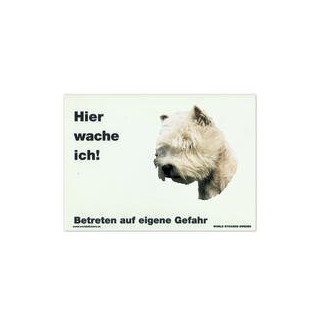 Warnschild "Hier wache ich!" Größe 28 x 20 cm, weiß