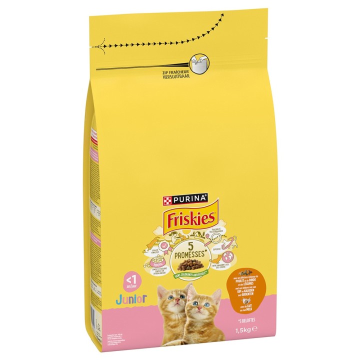 PURINA FRISKIES Junior Katze mit Huhn, Truthahn und Gemüse - 1,5 kg