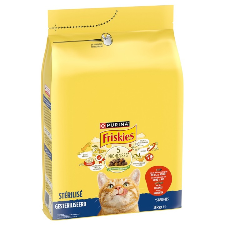 PURINA Friskies Sterilized Katze mit Rind, Huhn und Gemüse - 3 kg