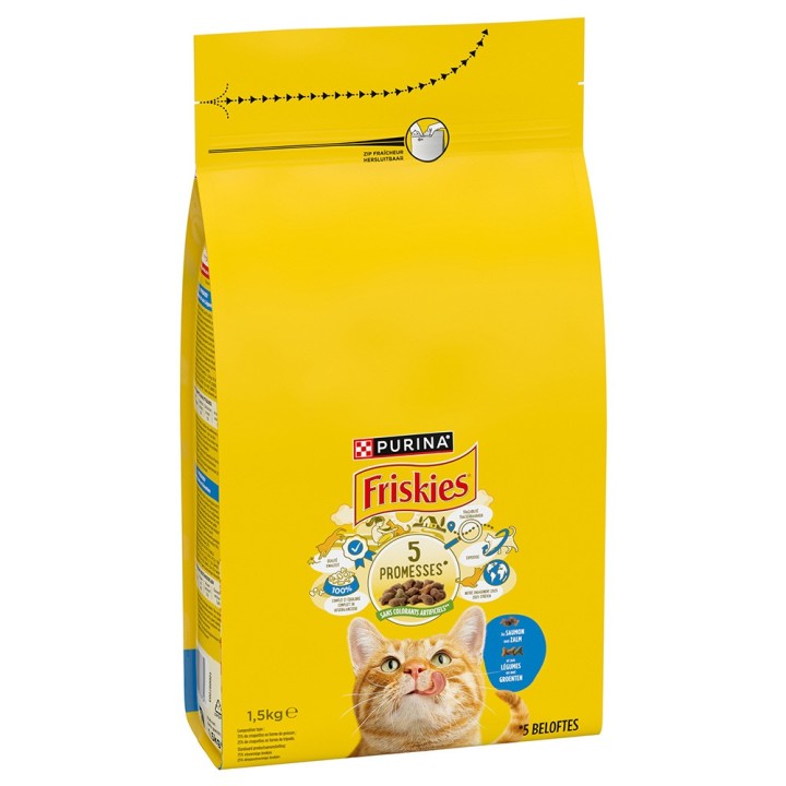PURINA Friskies Adult Katze mit Lachs und Gemüse - 1,5 kg