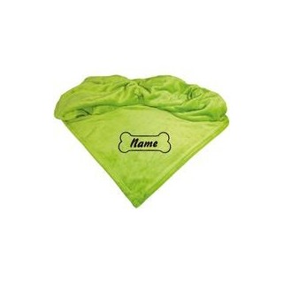 Schecker - Bestickte Mikrofaserdecke Premium [Schecker - Grün - Knochen mit Name]