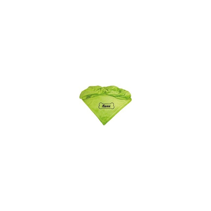 Schecker - Bestickte Mikrofaserdecke Premium [Schecker - Grün - Knochen mit Name]