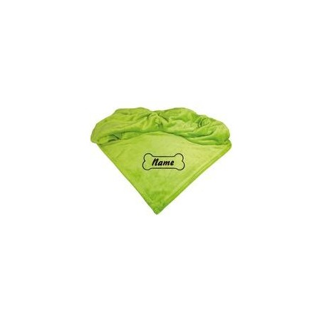 Schecker - Bestickte Mikrofaserdecke Premium [Schecker - Grün - Knochen mit Name]