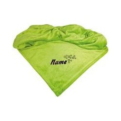 Schecker - Bestickte Mikrofaserdecke Premium [Schecker - Grün - Sterne mit Name]