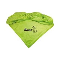 Schecker - Bestickte Mikrofaserdecke Premium [Schecker - Grün - Hund mit Name]