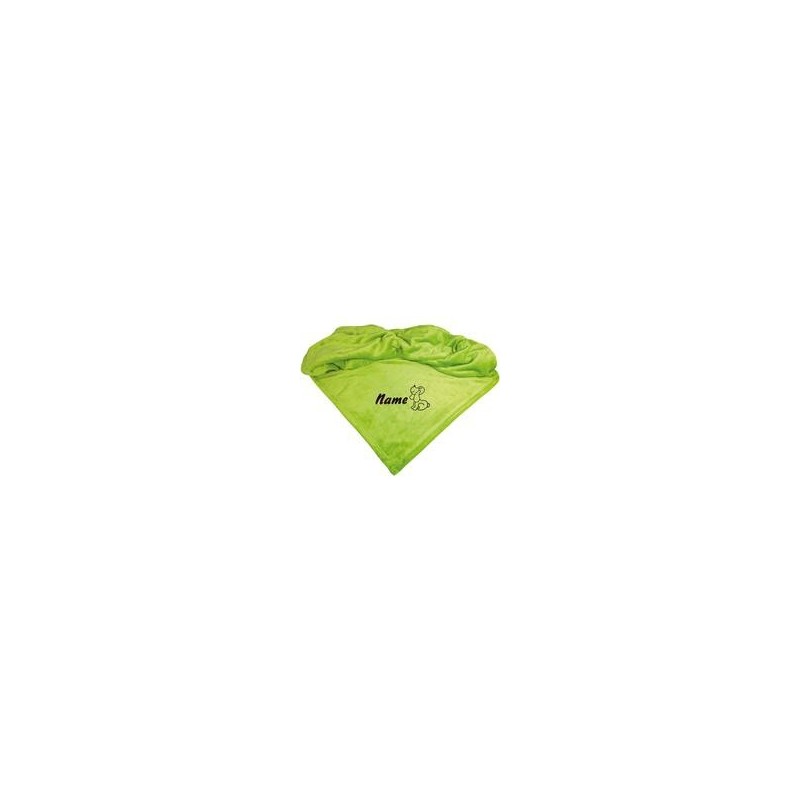Schecker - Bestickte Mikrofaserdecke Premium [Schecker - Grün - Hund mit Name]