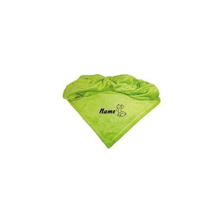 Schecker - Bestickte Mikrofaserdecke Premium [Schecker - Grün - Hund mit Name]