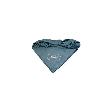 Schecker - Bestickte Mikrofaserdecke Premium [Marineblau - Knochen mit Name]