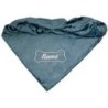 Schecker - Bestickte Mikrofaserdecke Premium [Marineblau - Knochen mit Name]