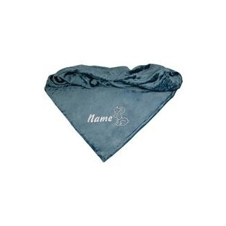 Schecker - Bestickte Mikrofaserdecke Premium [Marineblau - Hund mit Name]