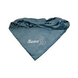 Schecker - Bestickte Mikrofaserdecke Premium [Marineblau - Hund mit Name]