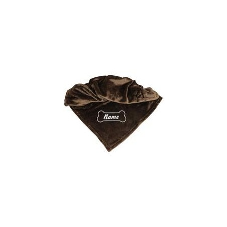 Schecker - Bestickte Mikrofaserdecke Premium [Schokobraun - Knochen mit Name]