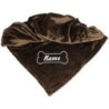 Schecker - Bestickte Mikrofaserdecke Premium [Schokobraun - Knochen mit Name]