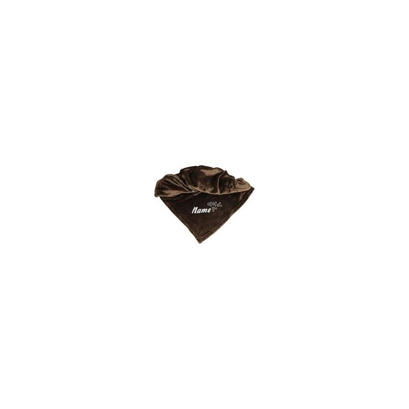 Schecker - Bestickte Mikrofaserdecke Premium [Schokobraun - Sterne mit Name]