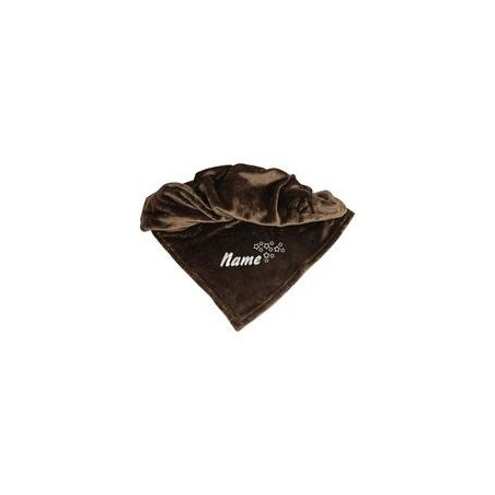 Schecker - Bestickte Mikrofaserdecke Premium [Schokobraun - Sterne mit Name]