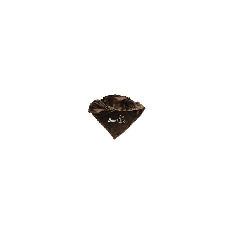 Schecker - Bestickte Mikrofaserdecke Premium [Schokobraun - Hund mit Name]