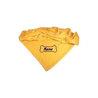 Schecker - Bestickte Mikrofaserdecke Premium [Goldgelb - Knochen mit Name]