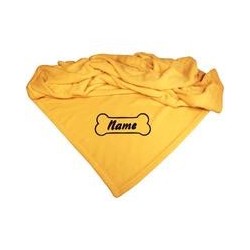 Schecker - Bestickte Mikrofaserdecke Premium [Goldgelb - Knochen mit Name]