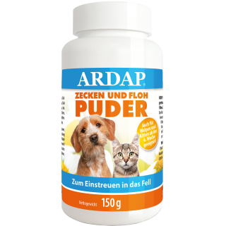 ARDAP Zecken- und Flohpuder für Hunde und Katzen - 150 g