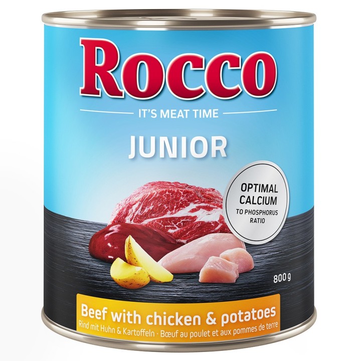 Rocco Junior 6 x 400 / 800 g 6 x 800 g: Rind mit Huhn und Kartoffeln