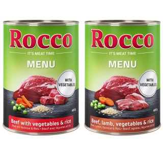 Top-Angebot Rocco Menü 24 x 400 g / 800 g  - 24 x 400g: Mix - Rind & Rind mit Lamm