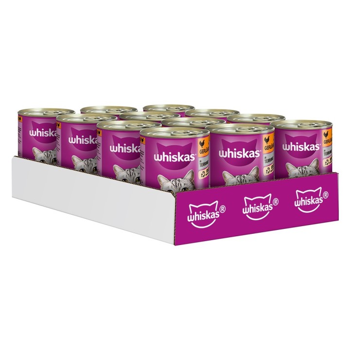 Whiskas Nassfutter 1+ Dosen 12 x 400 g - Geflügel in Terrine