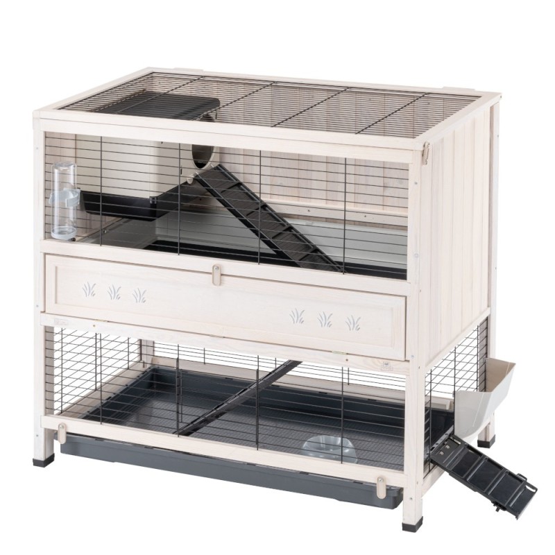 Ferplast Holzkäfig Cottage Indoor Home  - weiß: L 107,5 x B 67,5 x H 102 cm