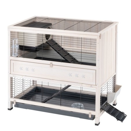 Ferplast Holzkäfig Cottage Indoor Home  - weiß: L 107,5 x B 67,5 x H 102 cm