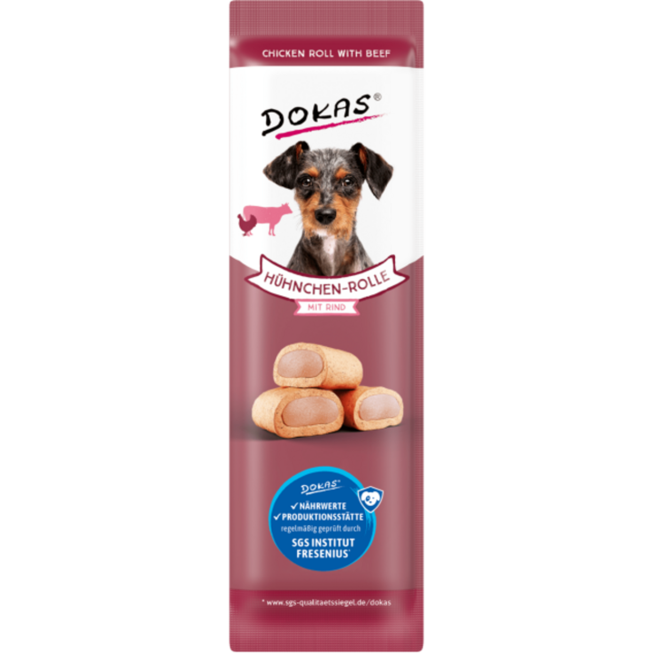 Dokas Hühnchen-Rolle mit Rind für Hunde - 10 g