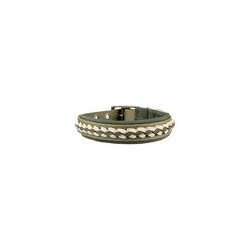 Trendfährte Hundehalsband BioThane® [XXS: 23-30 cm x 24 mm - Oliv/Beige]