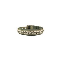Trendfährte Hundehalsband BioThane® [S: 33-40 cm x 30 mm - Oliv/Beige]