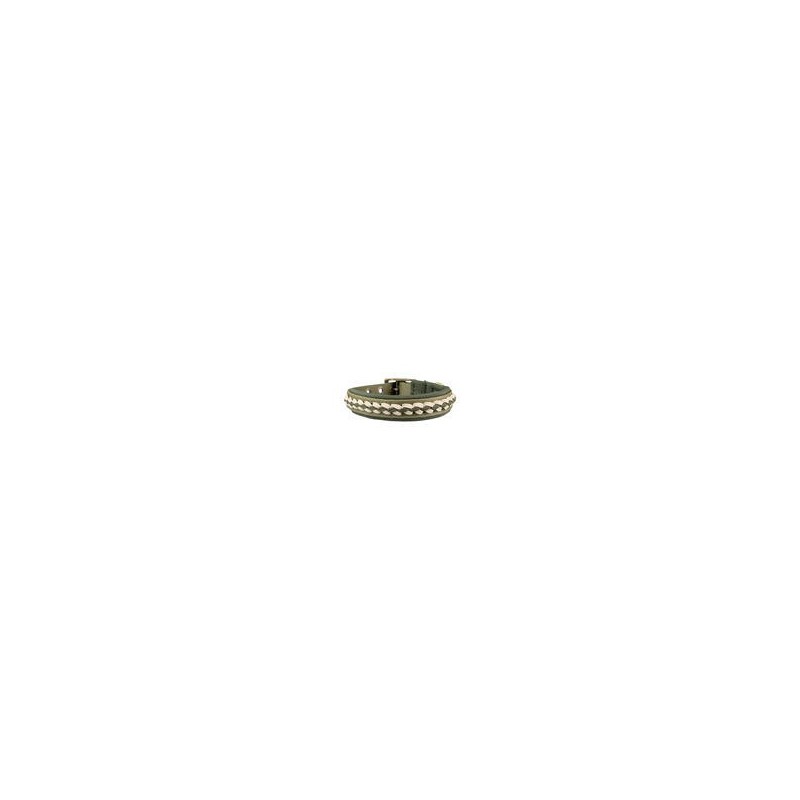 Trendfährte Hundehalsband BioThane® [S: 33-40 cm x 30 mm - Oliv/Beige]