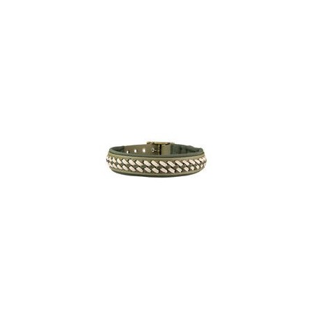 Trendfährte Hundehalsband BioThane® [M: 38-45 cm x 30 mm - Oliv/Beige]