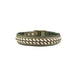 Trendfährte Hundehalsband BioThane® [L: 43-50 cm x 30 mm - Oliv/Beige]