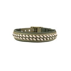 Trendfährte Hundehalsband BioThane® [XL: 48-55 cm x 30 mm - Oliv/Beige]