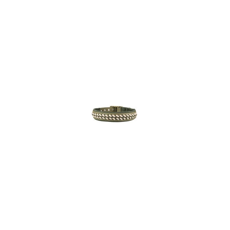 Trendfährte Hundehalsband BioThane® [XL: 48-55 cm x 30 mm - Oliv/Beige]
