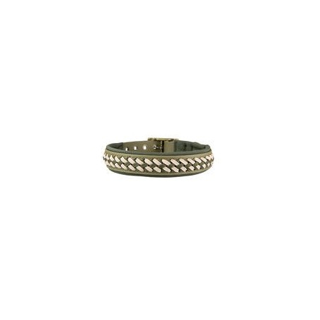Trendfährte Hundehalsband BioThane® [XL: 48-55 cm x 30 mm - Oliv/Beige]