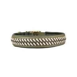 Trendfährte Hundehalsband BioThane® [XXL: 53-60 cm x 43 mm - Oliv/Beige]