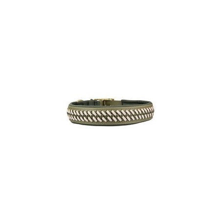 Trendfährte Hundehalsband BioThane® [XXL: 53-60 cm x 43 mm - Oliv/Beige]