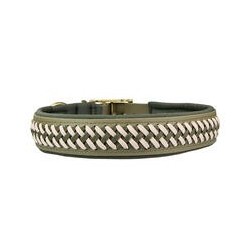Trendfährte Hundehalsband BioThane® [3XL: 58-65 cm x 43 mm - Oliv/Beige]