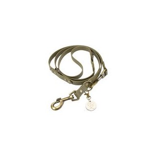 Trendfährte Hundeleine BioThane® 3-fach verstellbar [S/M: 2 m x 16 mm - Oliv/Beige]