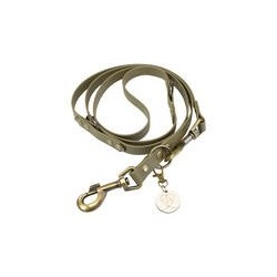 Trendfährte Hundeleine BioThane® 3-fach verstellbar [S/M: 2 m x 16 mm - Oliv/Beige]
