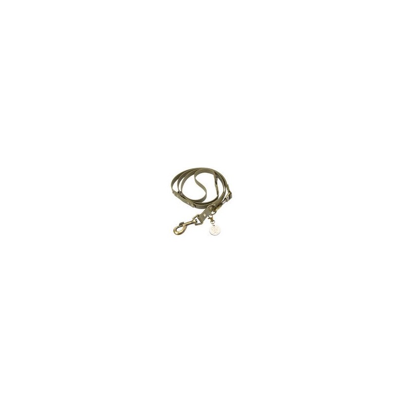 Trendfährte Hundeleine BioThane® 3-fach verstellbar [L/XL: 2 m x 19 mm - Oliv/Beige]