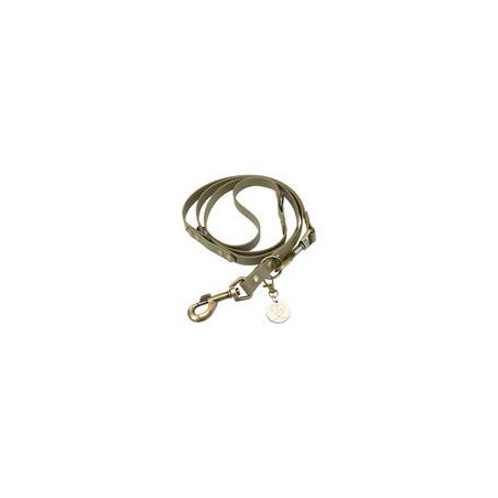 Trendfährte Hundeleine BioThane® 3-fach verstellbar [L/XL: 2 m x 19 mm - Oliv/Beige]