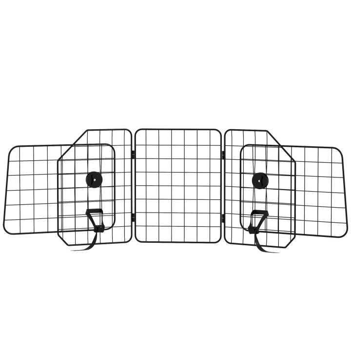 PawHut Hundeschutzgitter Auto Universal Kofferraumgitter verstellbar 93-150 cm aus Stahl in Schwarz, Trenngitter für Hunde